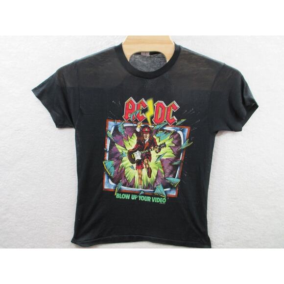 SUPER Thin 1988 AC/DC Shirt Blow Up Your Video LARGE 80's Concert Tour Rock Band